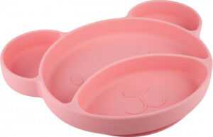 Canpol babies Silikonový dělený talíř s přísavkou MEDVÍDEK růžový