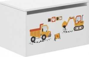 Wood Dětský box na hračky  - Auta na stavbě