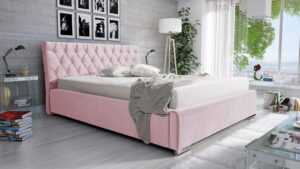 Eka Čalouněná postel Luxurious 120x200 cm - růžová s úložným prostorem